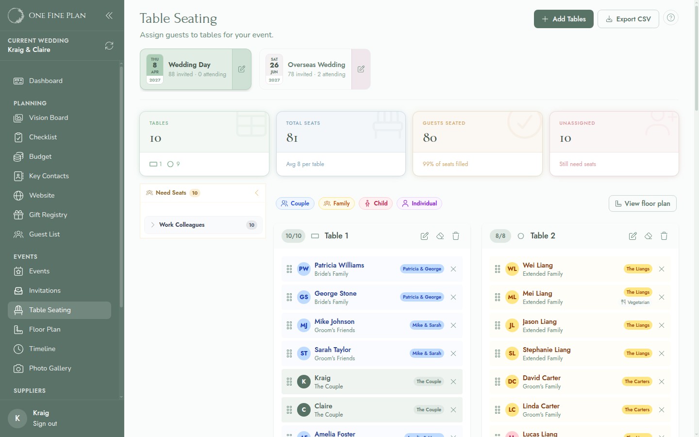 Table Seating Planner